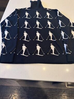Alp N Rock Navy & White Ski-Pattern Turtleneck Sweater see measurements